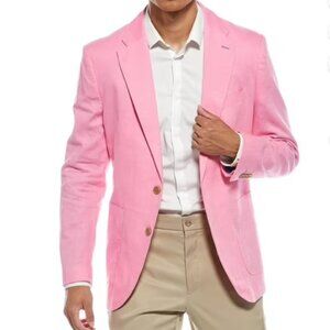 New TailorByrd Men's Sport Coat Linen-Blend in Rose Pink size 42R